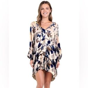Umgee Boho Floral High Low Long Sleeve Dress